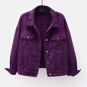 Veste en jean classique pour femme, manches longues, imperméable, détails boutonnés, couleurs personnalisées disponibles, coupe ajustée - Product Image 1
