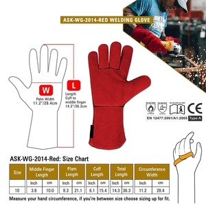 Gants de soudage en cuir de vachette de haute qualité, résistants à la chaleur et aux étincelles, pour travaux lourds, lutte contre les incendies, construction, soudeurs - Product Image 6