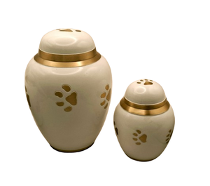 Urne funéraire pour animaux de compagnie en céramique de style américain haut de gamme avec anneau doré élégant, conteneur pour cendres pour chiens et chats - Product Image 5