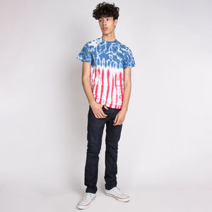 เสื้อยืดคอกลมแบบย้อมสีเอซิดสำหรับผู้ชาย ผ้าฝ้าย 100% เนื้อนุ่ม แขนครึ่งตัว สไตล์ลำลอง ลายย้อมสีแบบไทได  สำหรับออกกำลังกายเบาๆ - Product Image 5