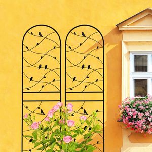 Set di 2 tralicci da giardino in metallo antiruggine neri da 180 cm x 50 cm per decorazioni esterne e supporto per piante rampicanti - Product Image 5