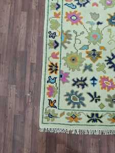 Bohemian Knotted Weave Area <b>Rug</b>, Pink Floral Woven <b>Carpet</b> with Fringe for Living Room, Handmade Wool <b>Rug</b> oushak design <b>Carpet</b> - Product Image 4