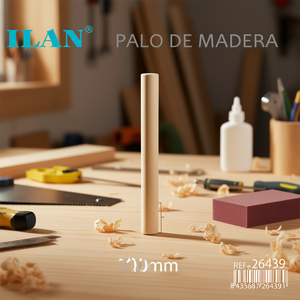 Varilla de madera ILAN de 700 mm x 15 mm redonda para manualidades y bricolaje - Product Image 3