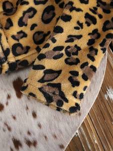 Clubwear Women's Leopard Print Plush Fleece Hoodies <b>Cropped</b> <b>Zip</b> <b>Up</b> Drawstring Streetwear Warm Autumn Winter Private Label OEM - Product Image 5