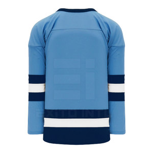 Camiseta de Hockey sobre Hielo Personalizada al por Mayor, Absorbente de Humedad, 100% Poliéster, Cuello en V, Uniforme de Equipo OEM, Manga Larga, para Hombre, Joven y Adulto, Color Azul Cielo - Product Image 3