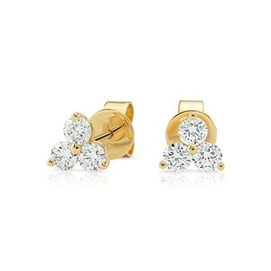 IGI Certified Lab Grown Diamond Clover <b>Stud</b> <b>Earrings</b> 14K White Gold Minimalist Floral Cluster Luxury <b>Fine</b> Jewelry Wedding Gift - Product Image 4