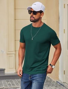 Camiseta Casual de Cuello Redondo para Hombre, 100% Algodón, Corte Ajustado, Ecológica, Transpirable, de Secado Rápido, Tejido de Punto Suave - Product Image 4