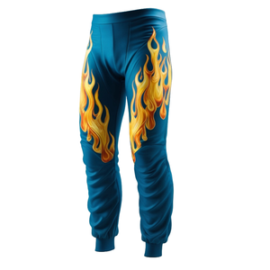 Pantalones Deportivos para Hombre con Estampado de Llamas Azules, Cintura Elástica, Casuales, Sublimados, de Poliéster Transpirable, para Verano - Product Image 1