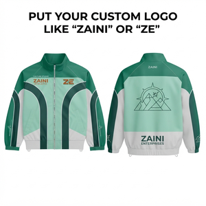 <b>Women</b> Premium 220 GSM Polyester Windbreaker <b>Jacket</b> Green Mint <b>White</b> Panel Design Custom Logo Print Embroidery - Product Image 1
