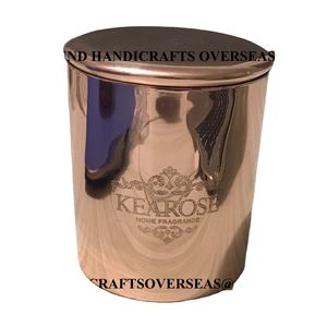Contenedor de vela de cobre vacío con logotipo personalizado, con tapa para cera de soja, para fabricación de velas para decoración del hogar, fiestas de boda - Product Image 1