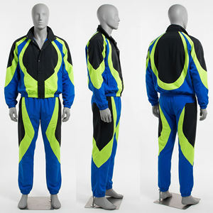 Conjunto Deportivo para Hombre con Bloques de Color, Estilo Deportivo, Cuello Alto, Secado Rápido, Poliéster, Dos Piezas, Traje para Correr, Primavera - Product Image 3
