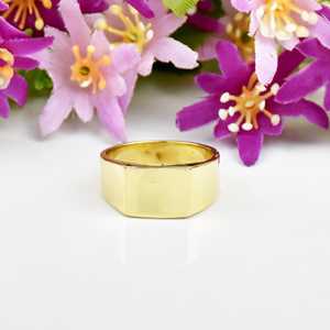Élégante bague signet en or vermeil 18 carats, fine bague en argent sterling 925, faite à la main, style bohème, bijou raffiné pour femme - Product Image 1