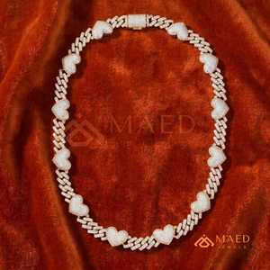 Collar de Moissanita con Eslabones de Corazón en Oro Rosa, Cadena Elegante, Joyería de Moda para Mujeres y Hombres, Regalo Premium - Product Image 6