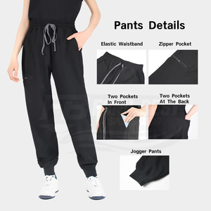 Conjunto de Uniforme Médico para Mujer, Color Negro, Tejido de Poliéster, con Bolsillos, para Personal Médico - Product Image 2