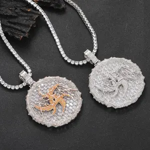 จี้เงินแท้ทรงสี่เหลี่ยมประดับเพชรซิคอนทรงสี่เหลี่ยมพร้อมสร้อยเชือกสไตล์ฮิปฮอป เครื่องประดับแฟชั่นงานแต่งงาน ขายส่ง - Product Image 3