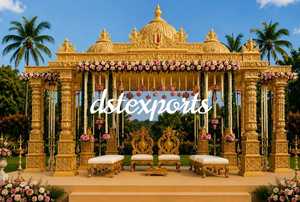 Mandap en bois pour mariage royal, mandap pour cérémonie de mariage hindou au Royaume-Uni et portail d'accueil, décoration de mandap pour grand mariage aux États-Unis - Product Image 2
