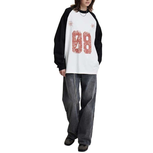 T-shirt à manches longues pour femme, coupe ample, 100% coton, imprimé, double couche de polaire respirante, hiver - Product Image 4