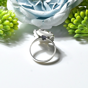 <b>Amethyst</b> Rosecut <b>Ring</b> Handmade Oxidized <b>Silver</b> Plated Gemstone Bezel Set Vintage Women's Statement <b>Ring</b> - Product Image 3