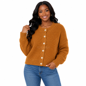 Cosh International Sisterhood Sorority Elegant Women's Acrylic Knit <b>Cardigan</b> <b>Sweater</b> Spring Solid Color Button Front Halter - Product Image 4