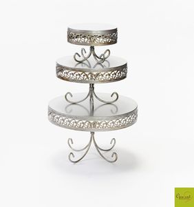 Soporte clásico de metal para tartas, para decoración de mesa de postres en fiestas, con plato redondo y base decorativa tipo pedestal. - Product Image 6