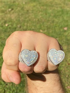 Moissanite Diamond Heart Hip Hop <b>Ring</b> <b>Iced</b> Out <b>Ring</b> 925 Sterling Silver Men Statement Bling Jewelry Luxury Fashion Design - Product Image 2