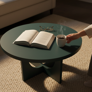 Mesa de Centro Moderna de Madera de Caucho Duradera con Chapa de Roble MDF KD, Ligera y Fácil de Limpiar, Diseño de Muebles para Sala de Estar - Product Image 3