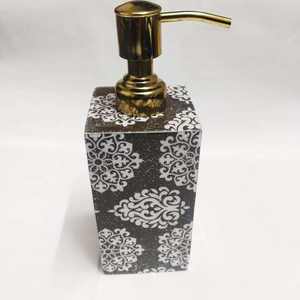 Modern White Ceramic Printed Dispense <b>Bathroom</b> <b>Set</b> Wooden Soap Dispenser Tumbler Tray <b>Accessories</b> - Product Image 4