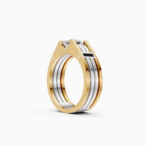 Bague unique en moissanite taille princesse 4 mm bicolore avec argent 925 pour homme, cadeau idéal pour anniversaire, fête, ou comme breloque. - Product Image 3