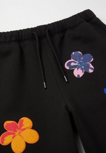 Black Floral Embroidered Breathable Canvas Women's Shorts <b>Skirts</b> <b>Elastic</b> <b>Waist</b> Drawstring Casual Kangaroo Pocket Summer - Product Image 4