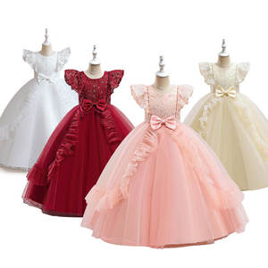 Vestido de niña para fiesta, cumpleaños y boda, elegante, con mangas con volantes y lazo de satén, de encaje y tul, estilo princesa - Product Image 6