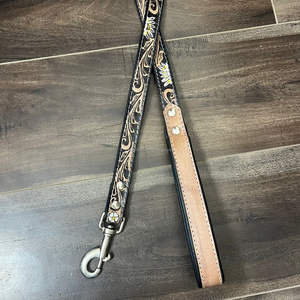 High Quality Premium Hand Tooled Leather Dog Leash Genuine Leather Sunflower Design Fashion Durable Pet Leash Dogs Accessories - Product Image 4