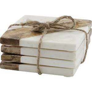 Collection Unique : Ensemble de Sous-Verres Élégants en Bois d'Acacia et Marbre Blanc pour Table à Manger, Approvisionnement Mondial avec Emballage Personnalisé - Product Image 6