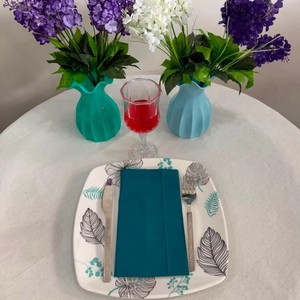 Serviette de table carrée en coton imprimé, couleur turquoise, décoration de table moderne, 1 pièce, lavable en machine, usage domestique - Product Image 3