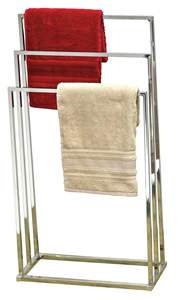 Porte-serviettes minimaliste sur pied en métal avec cadre en fer élégant pour le rangement des serviettes de bain, des serviettes à main et des draps de bain - Product Image 2