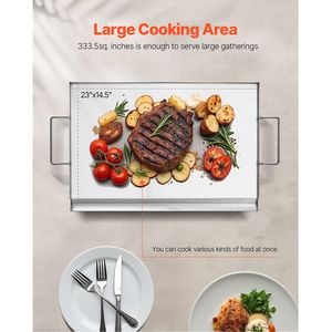 Piastra Portatile in Acciaio Inox 23x16 Pollici, Griglia Rettangolare a Gas per Teppanyaki e BBQ da Campeggio - Product Image 3