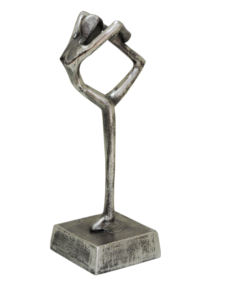 Estatua Moderna Abstracta de Bailarina de Yoga en Aluminio - Elegante Figura de Metal Plateado para Decoración Contemporánea del Hogar y la Oficina - Product Image 4