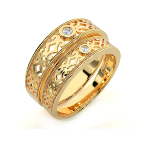 925 Sterling Silver Gold Plated Filigree <b>Couple</b> <b>Rings</b> - Product Image 2