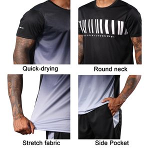 Gym Set Men's <b>Shirt</b> and Shorts 100% Polyester Set Zipper Pockets Quick Dry Athletic Clothes Workout Running Summer Casual Outfit - Product Image 4