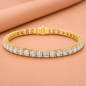 Round Cut Diamond Tennis <b>Bracelet</b> White <b>Gold</b> Rose <b>Gold</b> Yellow <b>Gold</b> Bridal Jewelry <b>Adjustable</b> Chain Gift - Product Image 3