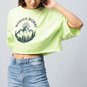 เสื้อครอปท็อปผ้าฝ้ายแฟชั่นใหม่ สกรีนโลโก้ได้ สีพื้น สำหรับออกกำลังกาย แห้งเร็ว สำหรับผู้หญิง - Product Image 5