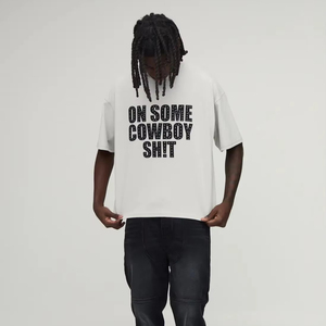 Camiseta Oversize de Hombre de Corte Holgado con Hombros Caídos, Algodón Pesado, Estilo Urbano Casual para Verano y Uso Diario Relajado - Product Image 1