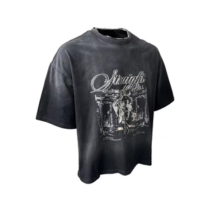 Custom <b>logo</b> Digital Printing Vintage Boxy Fit T-Shirts 300 Gsm Distressed t Shirt Acid Wash Streetwear with Mens t Shirts - Product Image 3