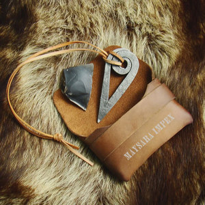 Handmade Genuine Leather <b>Fire</b> Starter Holder Ferro Rod Pouch Bushcraft Camping Survival EDC Gear - Product Image 6