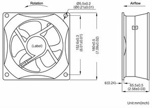 Ventilador de Extracción de Pared de Plástico, 1400 RPM, Alta Temperatura, 230v, Metálico, 80 CFM - Product Image 6
