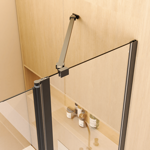 Porta doccia pieghevole senza telaio nero opaco 43 In. W X 58 In. H 1/4 \ "spesso SGCC vetro temperato bagno Pivot In vetro 58 In. W - Product Image 3