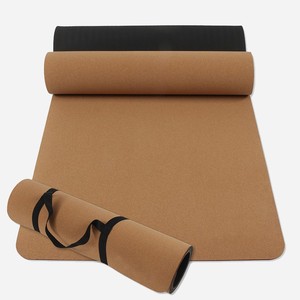 Precio de fábrica, venta al por mayor, esterilla de Yoga de corcho TPE grueso respetuoso con el medio ambiente de 8mm con características antideslizantes y fáciles de limpiar para deportes de Yoga Pilates - Product Image 1