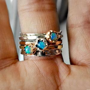Natural Ethiopian Opal <b>Spinner</b> <b>Ring</b> 925 Sterling <b>Silver</b> Handmade Anxiety Fidget <b>Ring</b> Jewelry - Product Image 2
