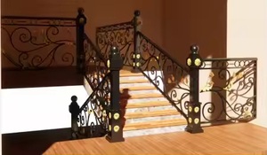 ราวบันไดเหล็กดัดสแตนเลสปรับระดับได้ ทนทานต่อการเกิดสนิม สำหรับบันไดสไตล์โมเดิร์นคลาสสิก ชิ้นส่วนบันไดที่สวยงามและแข็งแรง - Product Image 2