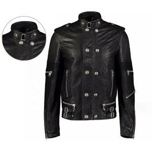 Handmade Men's Casual <b>Black</b> Leather <b>Jacket</b> For Winter & Summer Antique-Fashion With Breathable Buttons For Motorbike Riding - Product Image 4