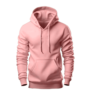 Unisex <b>Pink</b> Hooded <b>Sweatshirt</b> Regular Fit Casual Solid Color Pocket Front Design French Terry Knitted Hoodie - Product Image 1
